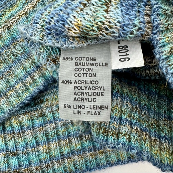 Merseta made in Italy blue & green mixed yarn knit crewneck sweater - Picture 4 of 4